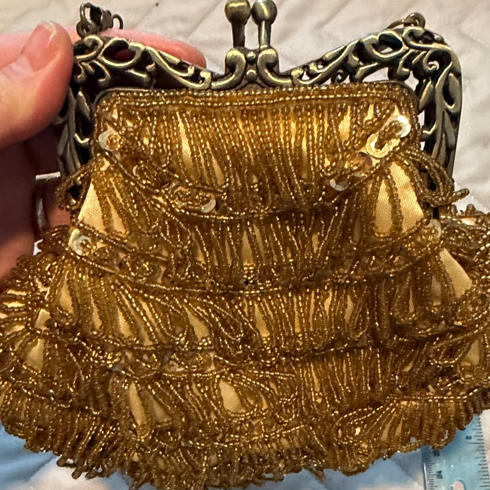Vintage Elegant Gold Fringe Evening clutch bag